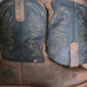 Thorogood Men's American Heritage Black and Crazy Horse Waterproof Square Steel